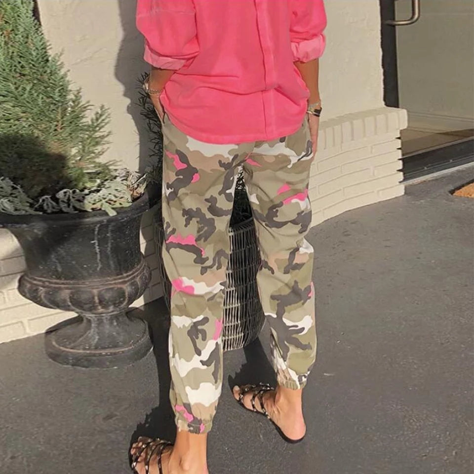 Off the shoulder top and Camo joggers