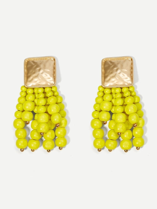 Bead Tassel Design Drop Earrings