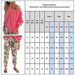 Off the shoulder top and Camo joggers