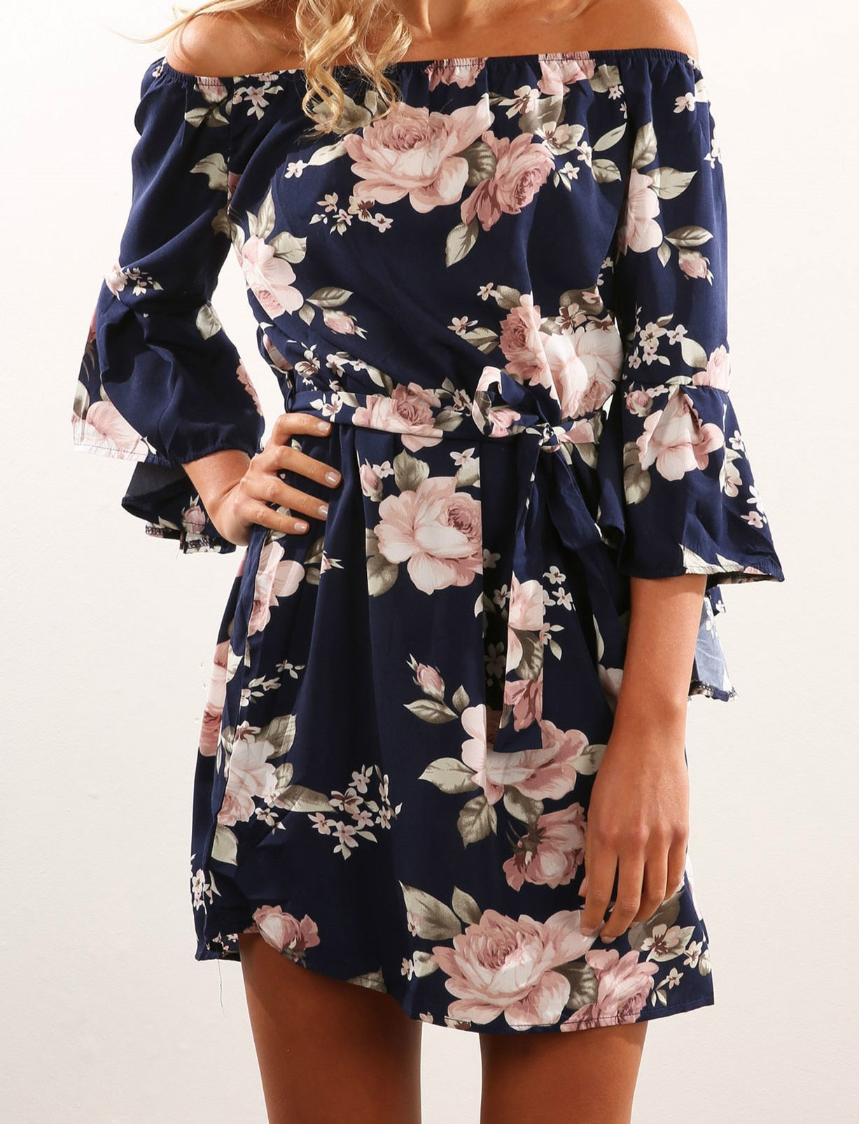 New Summer Playsuit Women Kimono Chiffon Boho Floral Playsuit Print Ruffles