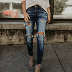 Casual Ripped Hole Cropped Slim Fit Skinny Long Jeans