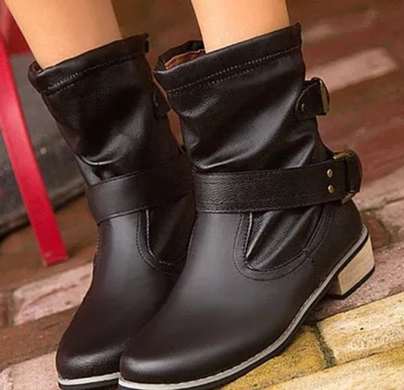 Women winter boots Motorcycle superstar boots 2018 fashion Dongkuan classic Women winter leather boots