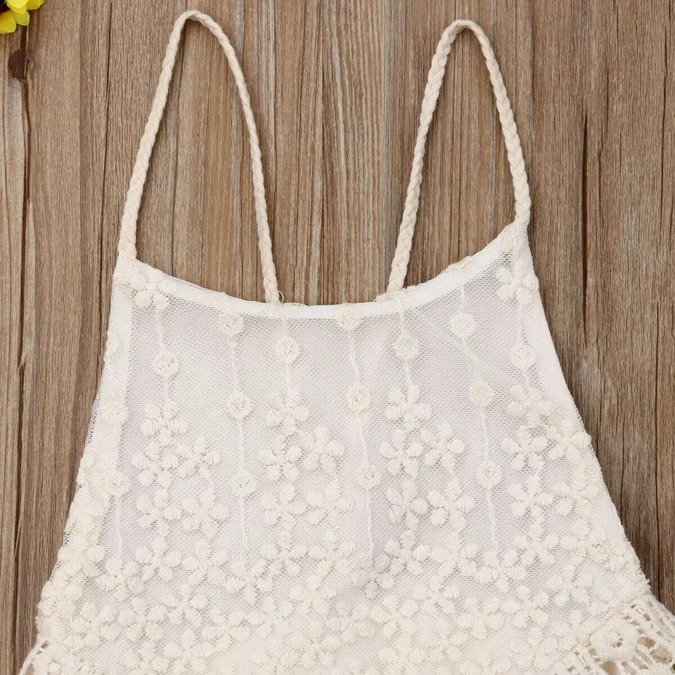 Spaghetti strap lace romper