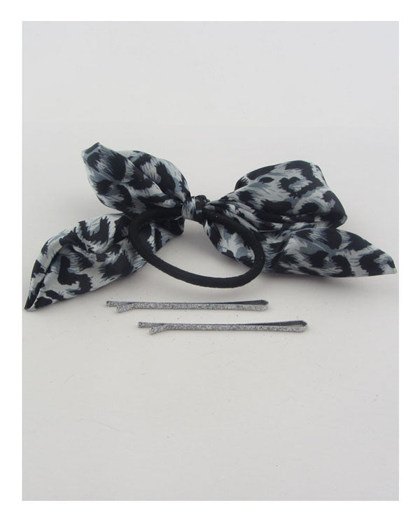 Hair elastic w/animal print bow
