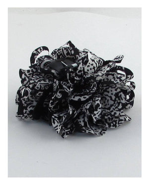 Printed chiffon  pom jaw hair clip