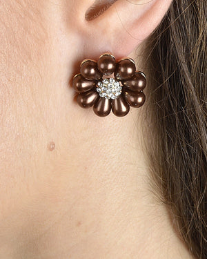 Rhinestone Studded Floral Patterned Earrings