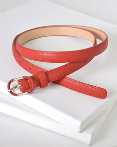 Faux Leather Adjustable Belt with Decorative Oval Buckle