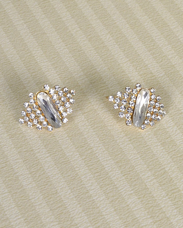 Rhinestone and Crystal Studded Drop Stud Earrings