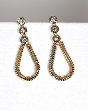 Crystal Studded Tear Drop Shaped Drop Earrings