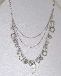 Multi Strand Rolo Chain Necklace with Metal Detailing