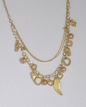 Multi Strand Rolo Chain Necklace with Metal Detailing