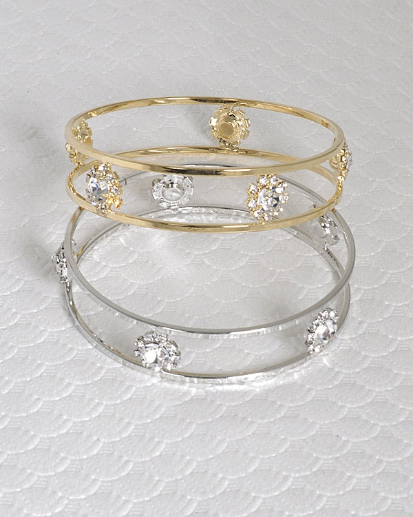 Crystal and Rhinestone Embellished Hollow Bracelet