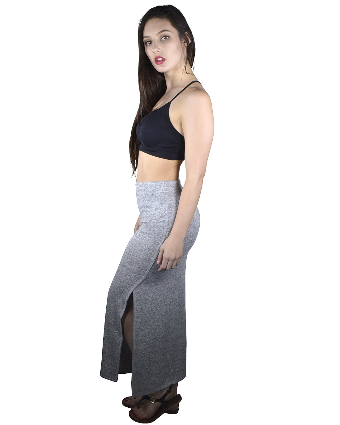 Slim Fit Side Slit Maxi Skirt