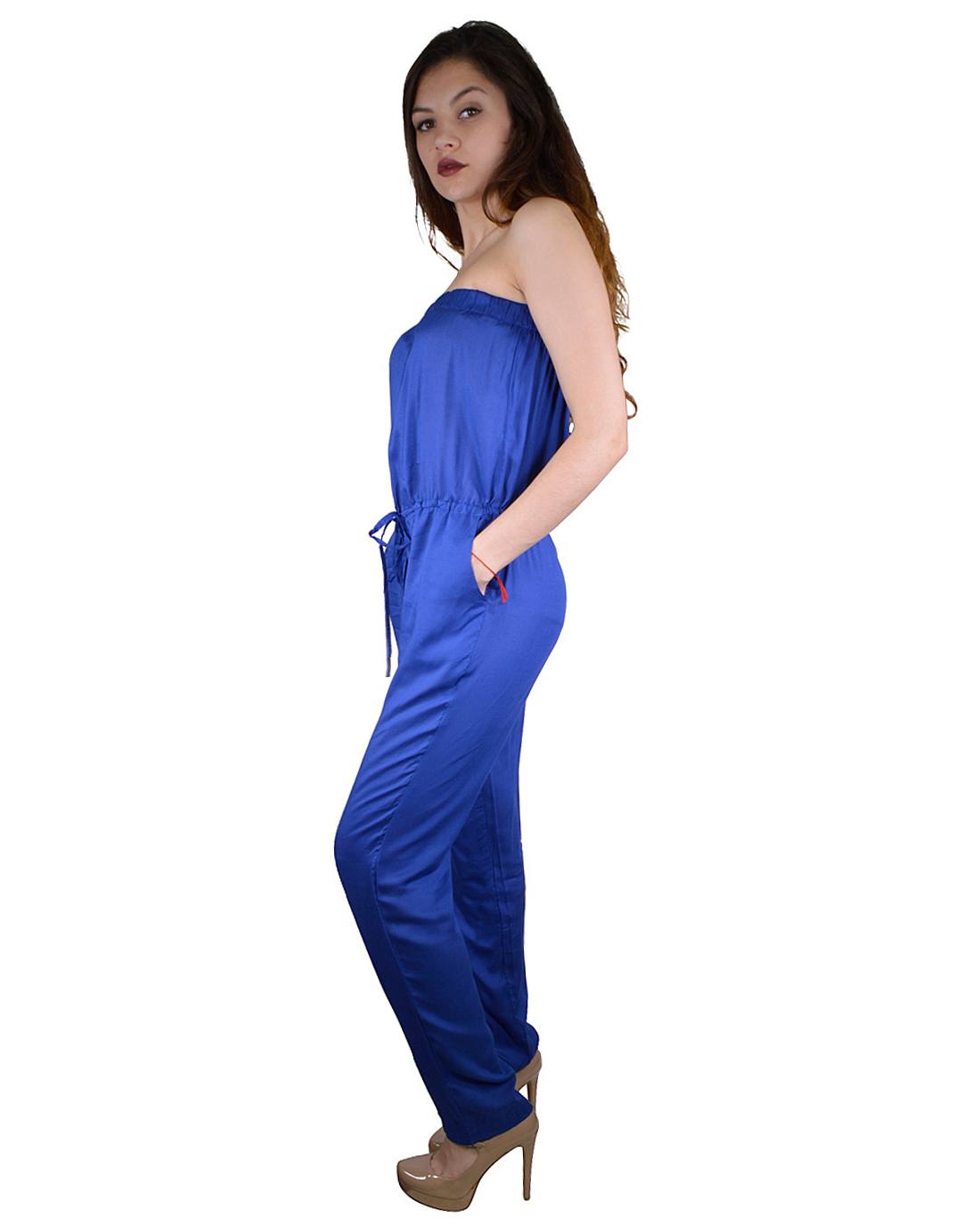 Solid Tank Style Tie Up Waist Jumpsuit