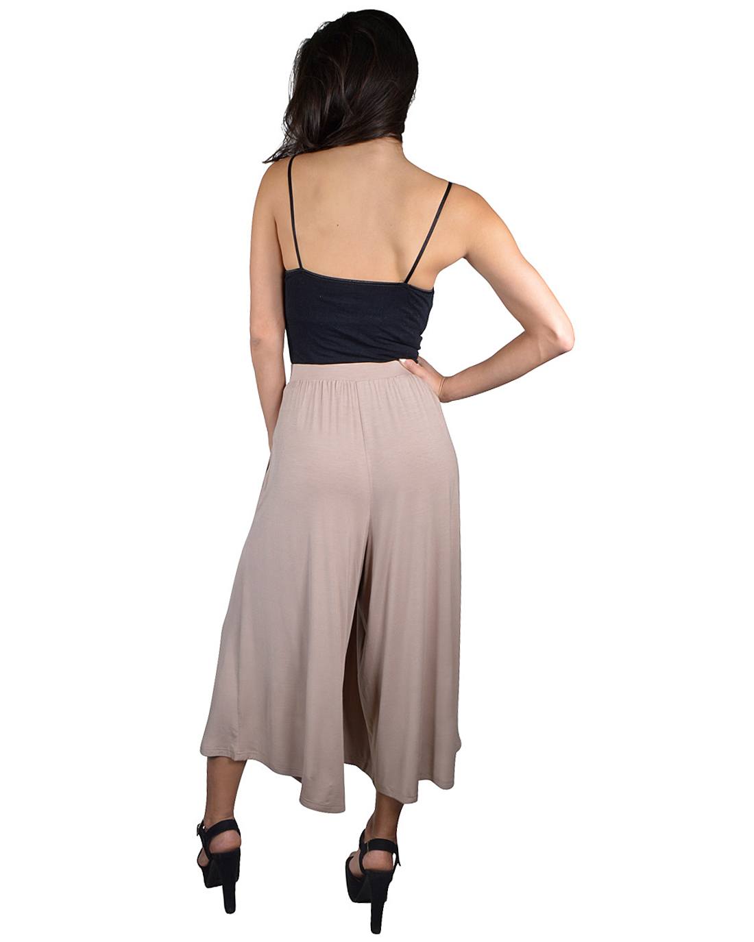 Solid Ankle Length Flared Palazzo Pants