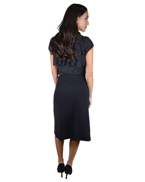 Solid Knee-Length A-Line Skirt