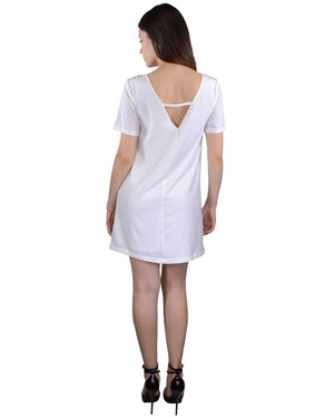 Solid Keyhole Neckline Short Dress