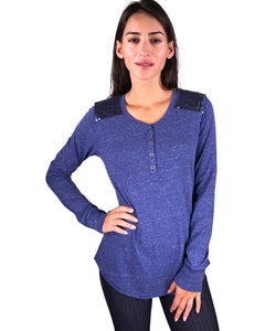 V neckline knit top