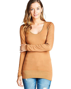 Ribbed knit round neckline top