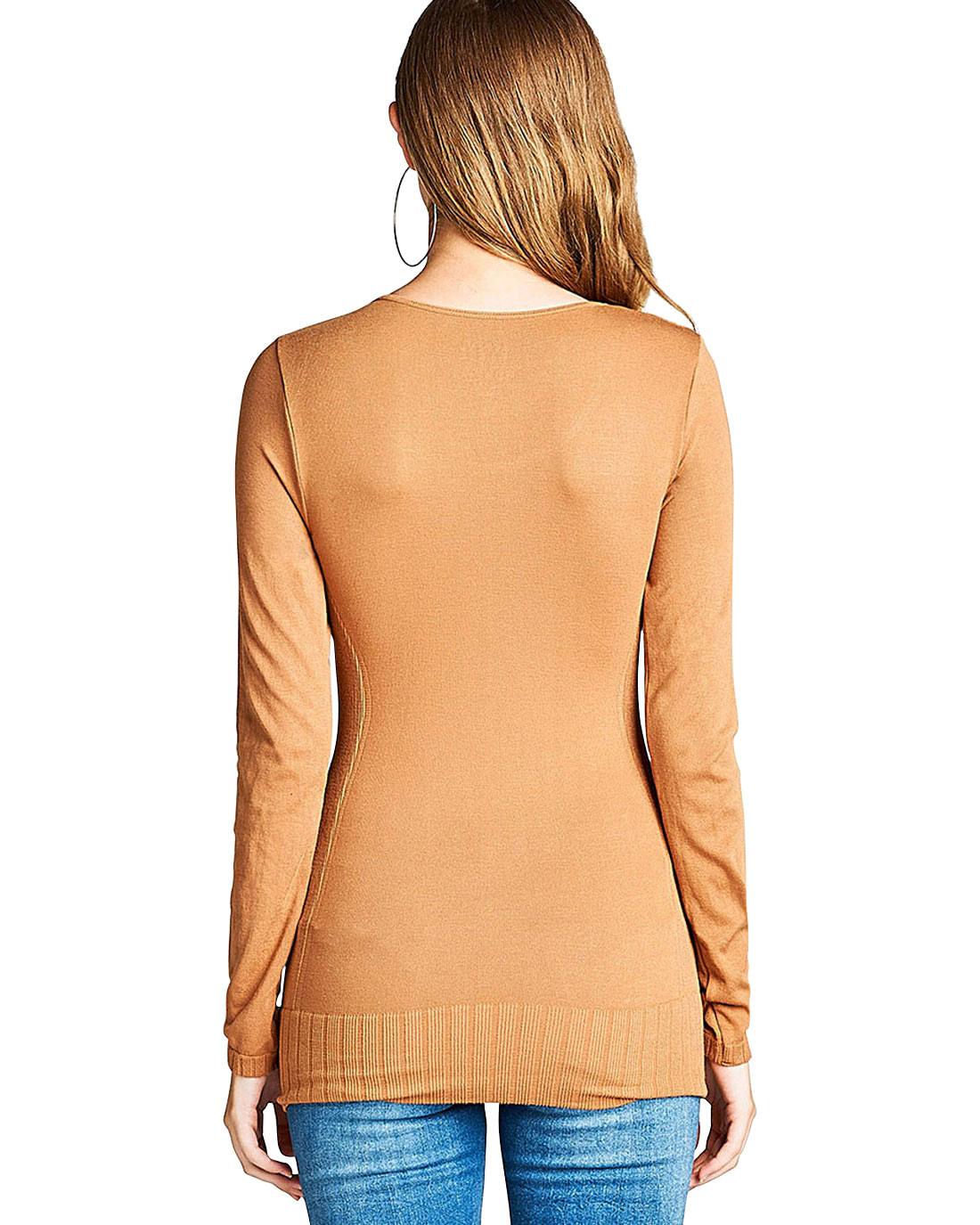 Ribbed knit round neckline top