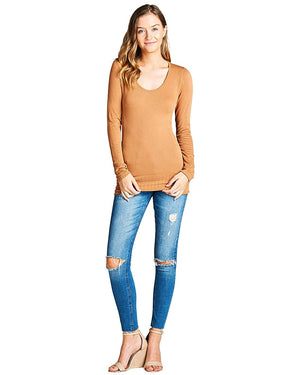 Ribbed knit round neckline top