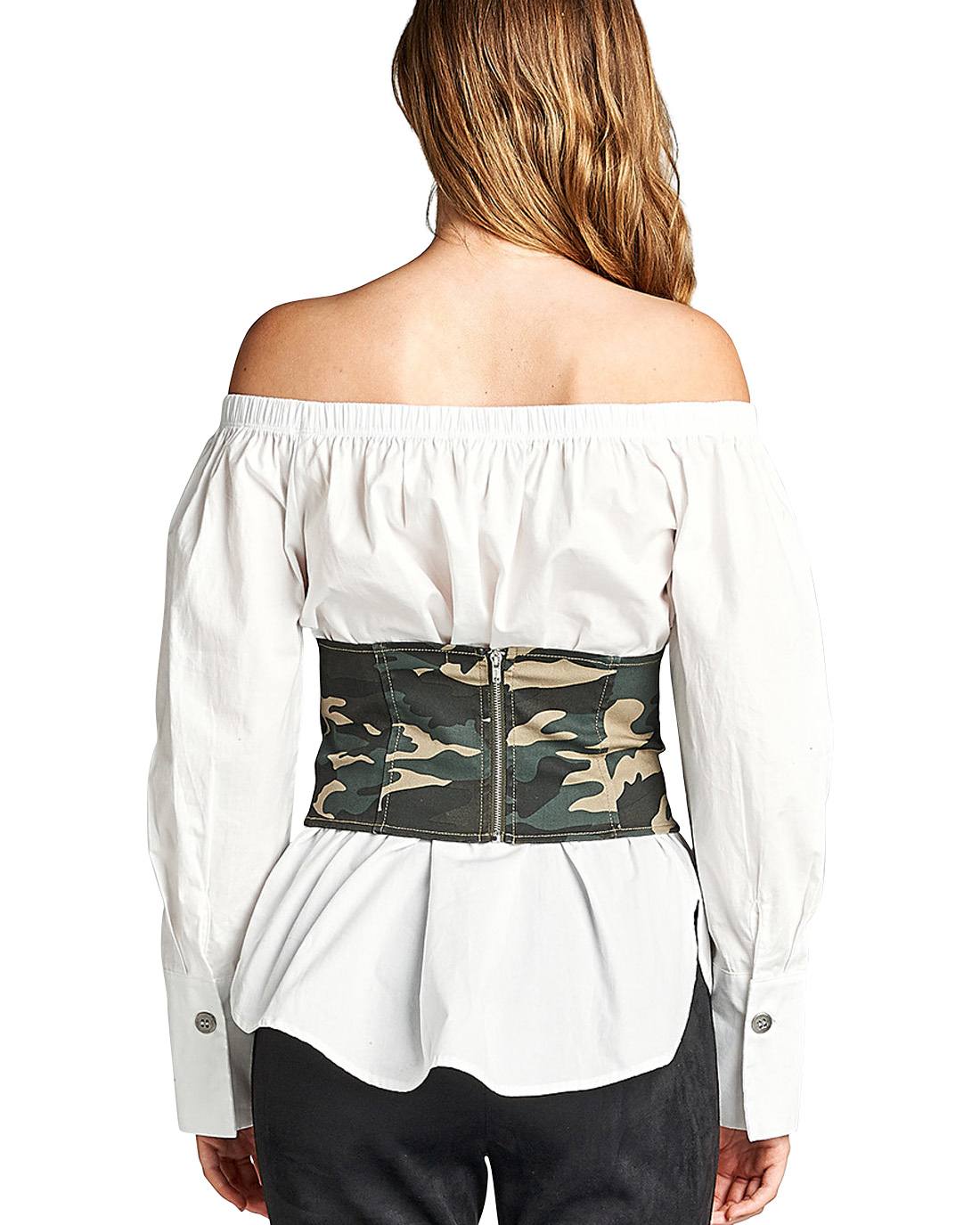 Lace-up front camo print corset