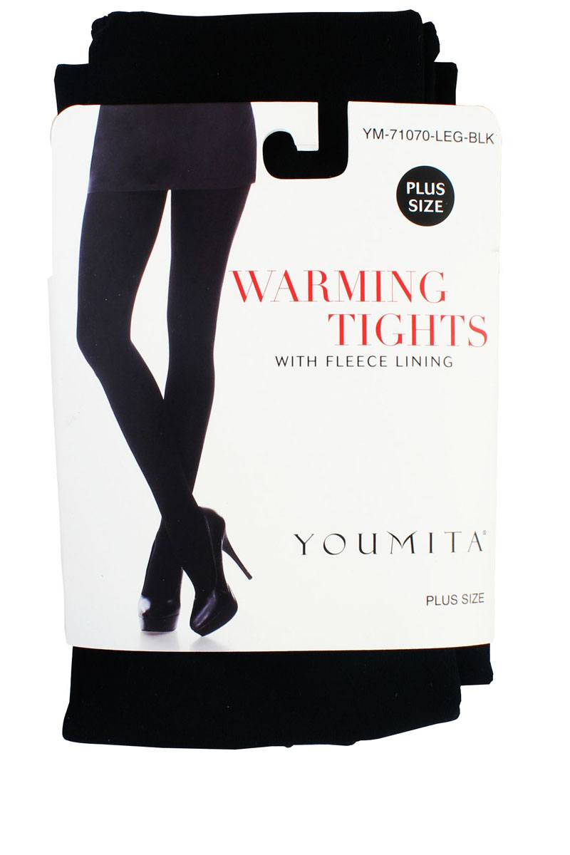 Ladies pus size warming tights with fleece lining