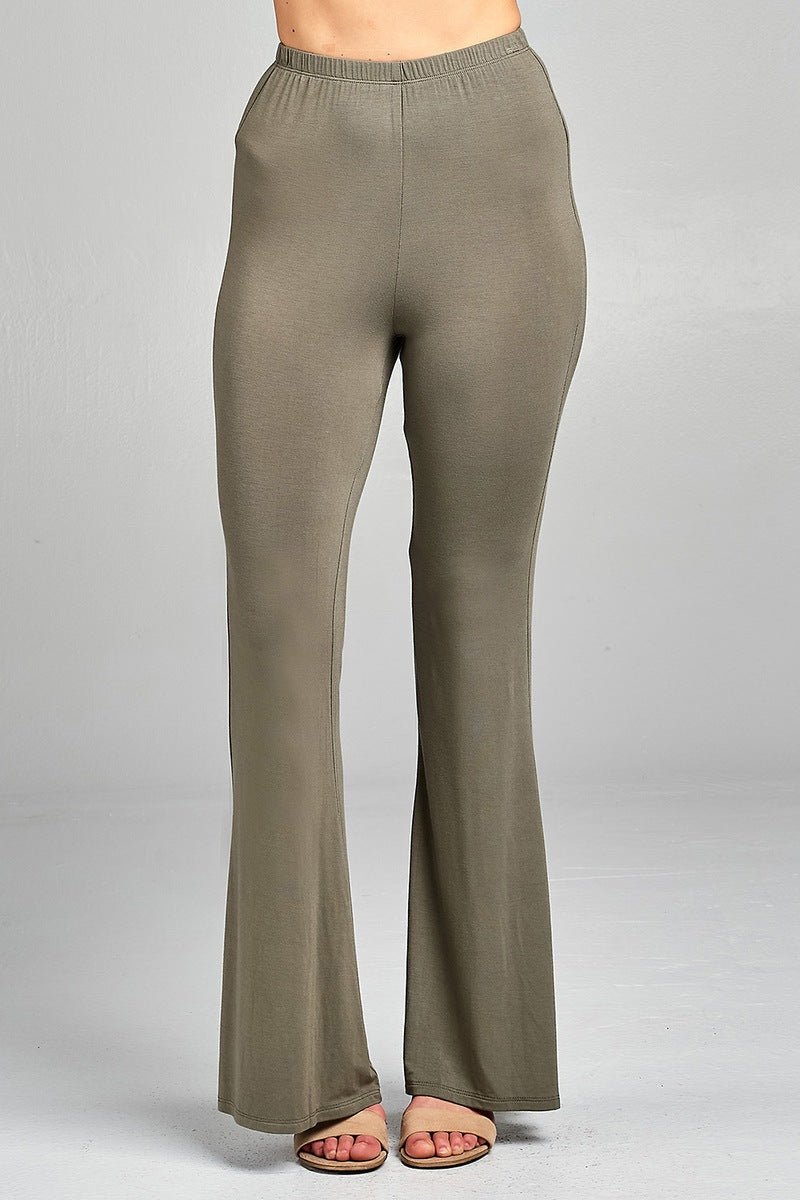 Ladies fashion bell bottom rayon spandex jersey long pants