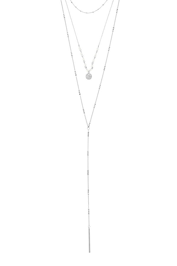 Linear bar accent multi layer lariat necklace