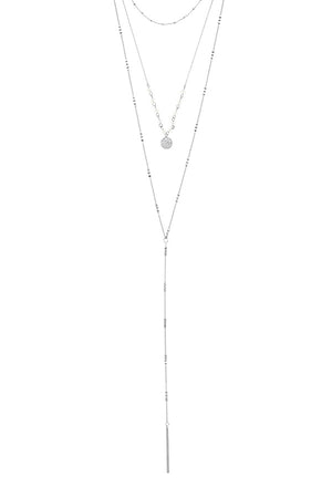 Linear bar accent multi layer lariat necklace