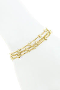 Metal bead multi chain bracelet