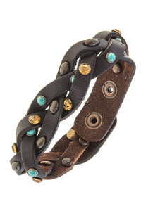 Braided faux leather band bracelet