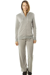 Ladies fashion french terry hoodie jacket and pant set