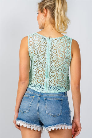 Ladies fashion floral crochet lace crop top