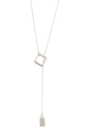 Square lariat pendant necklace