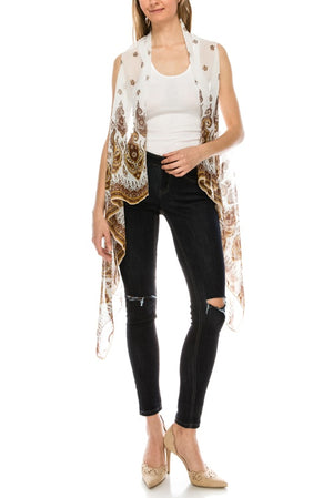 Paisley print chiffon vest