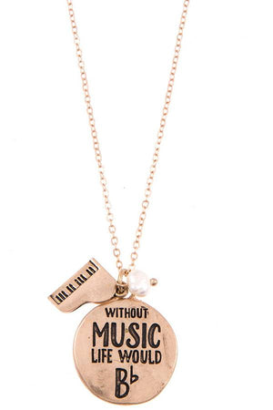 Ladies without music life would b round pendant necklace set