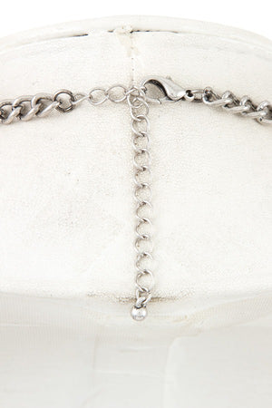 Ladies etched cross pendant faux gem necklace set
