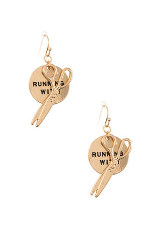 Ladies running with...disk dangle earring