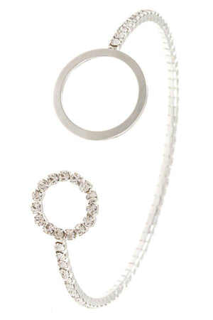 Ladies rhinestone pave circle cuff bracelet