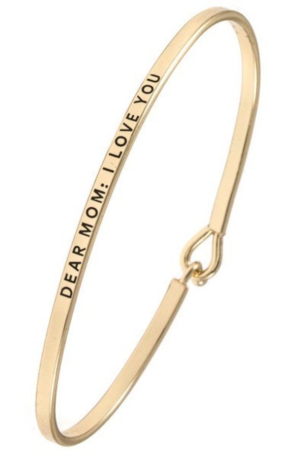 Ladies dear mom: i love you brass bangle bracelet