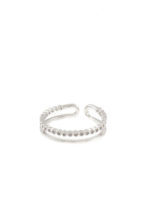 Ladies aligned cz stone pave cuff ring