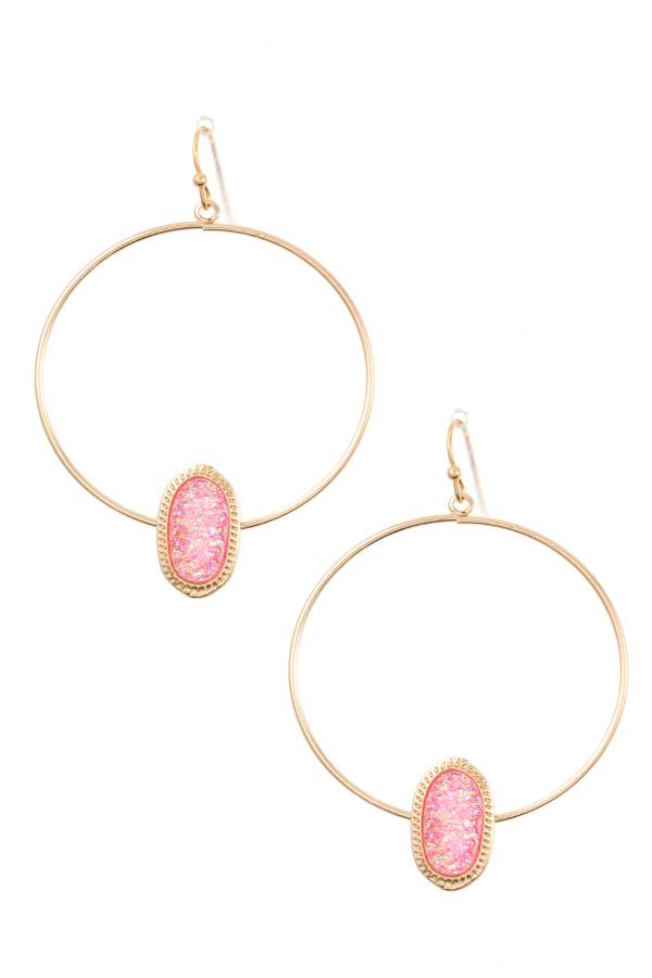 Ladies faux druzy accent dangle earring