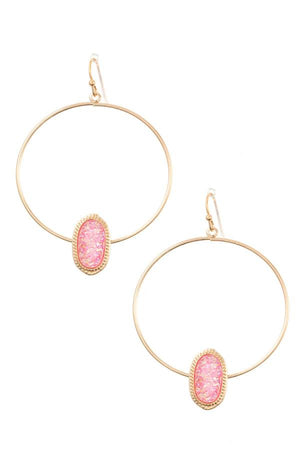 Ladies faux druzy accent dangle earring