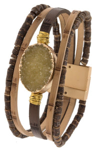 Ladies wood like multi row detaield bracelet