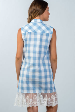 Lace Plaid Shirt Dress