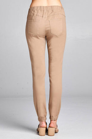 Ladies fashion waist drawstring elastic hem pants