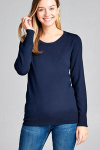 Ladies fashion long sleeve crew neck classic sweater