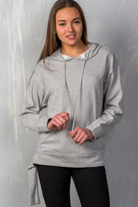 Ladies fashion uneven hem graphic "venice" pullover hoodie