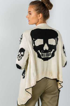 Ladies fashion tunic length skull knitting tunic cardigan
